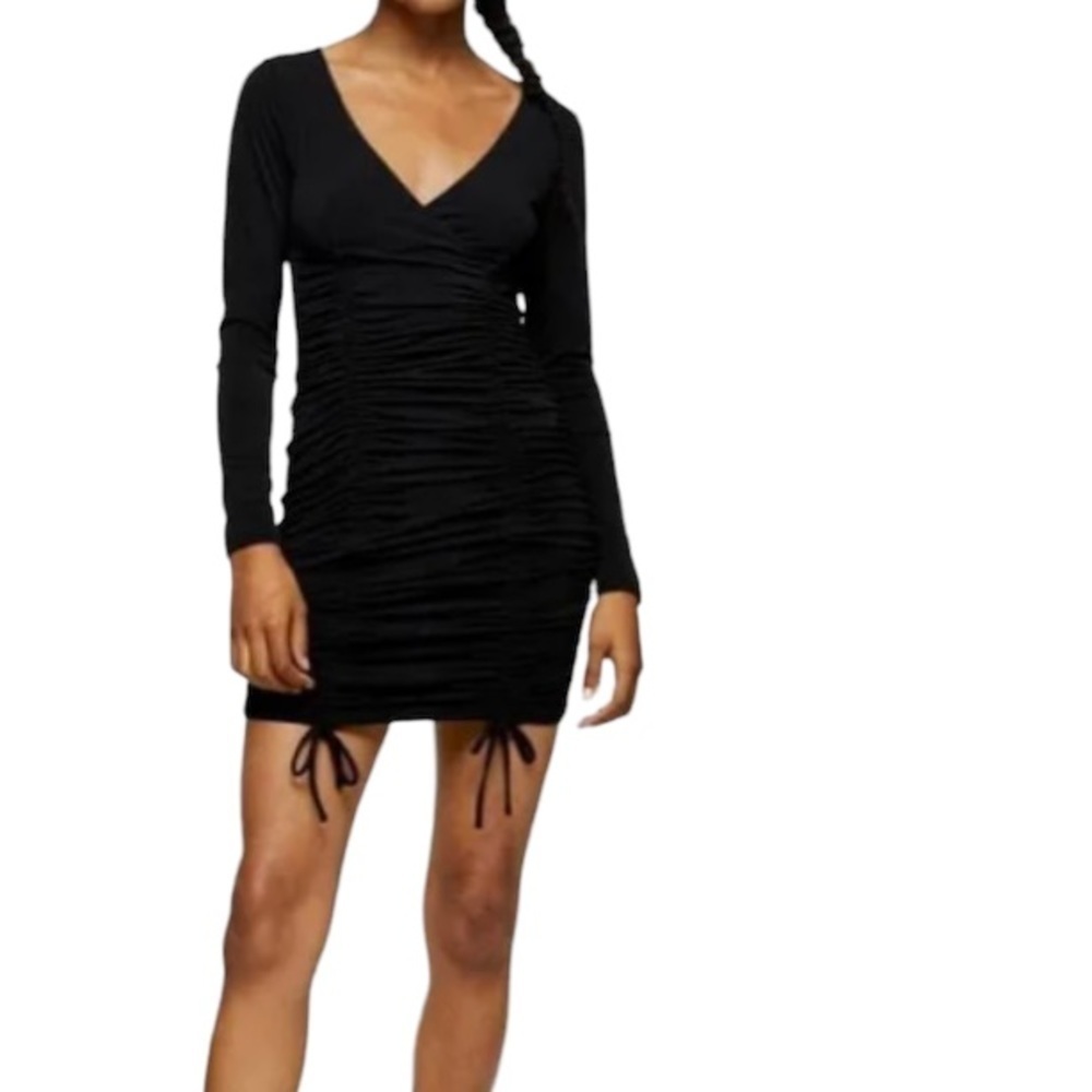 Love Tree New York Black Ruched Mini Dress. Sz S